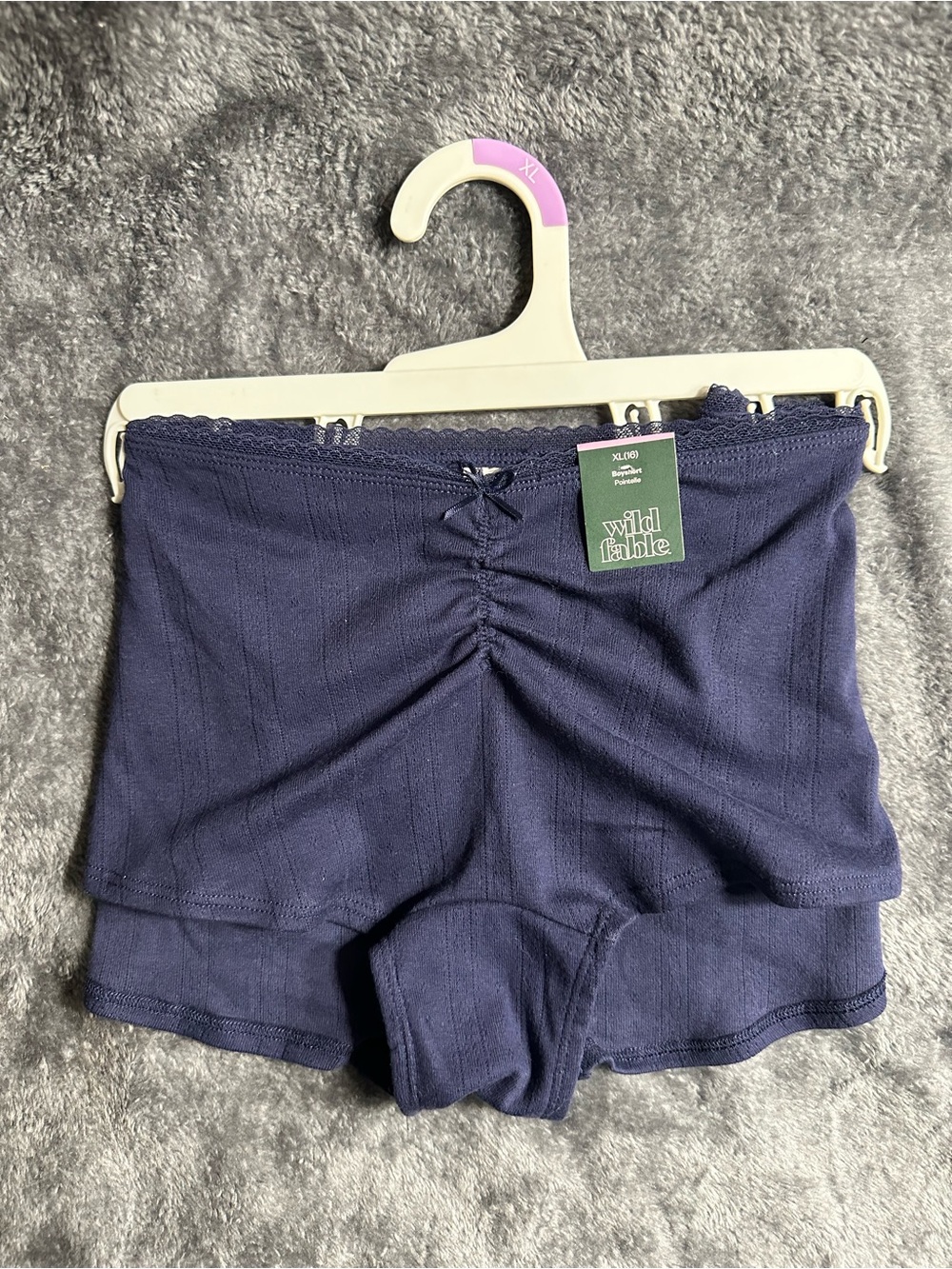 NWT Wild Fable Navy Pointelle Boyshorts XL | Target Ruched Bow Lace